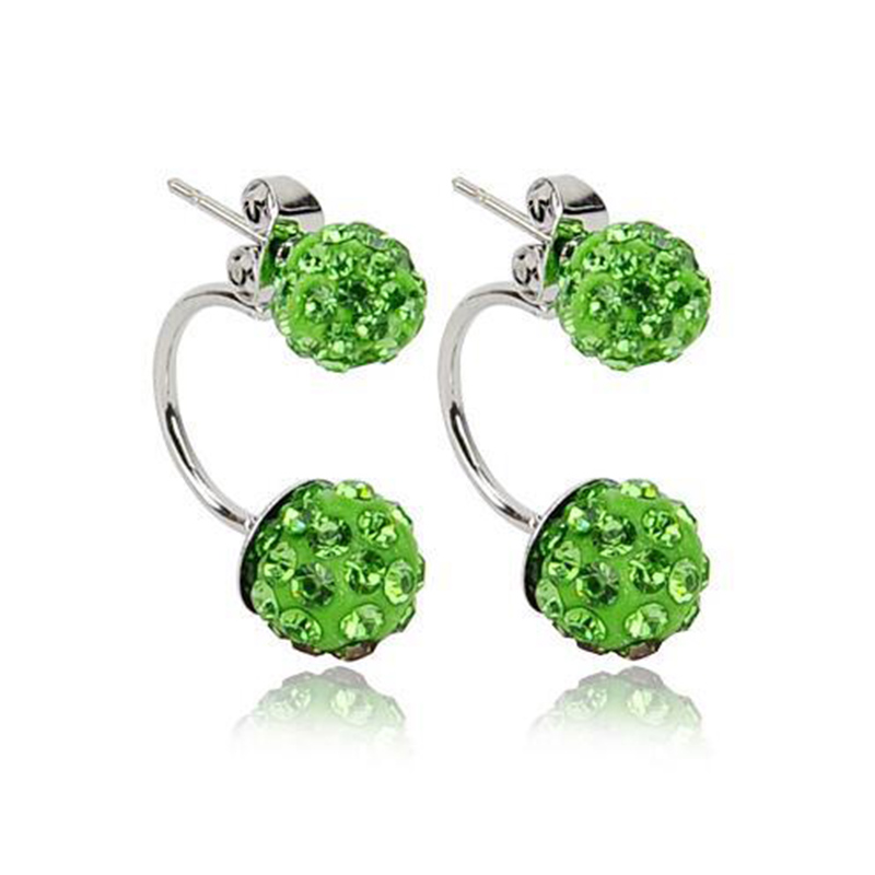 Fashion Ornament Inlay Rhinestone Ball Clay Metal Stud Earrings