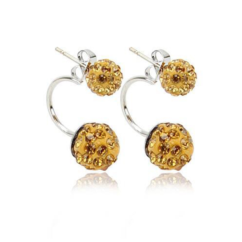 Fashion Ornament Inlay Rhinestone Ball Clay Metal Stud Earrings