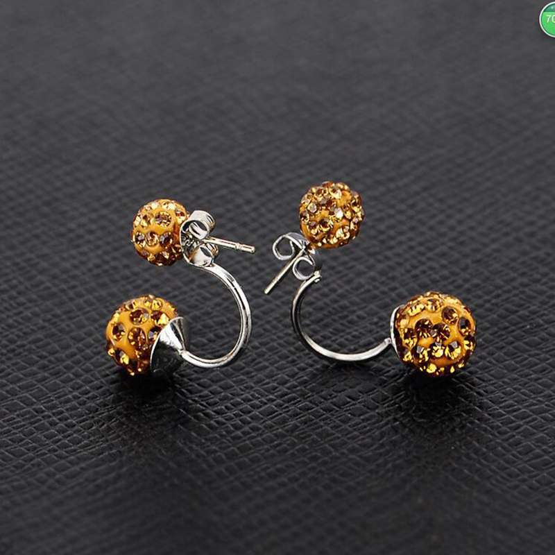 Fashion Ornament Inlay Rhinestone Ball Clay Metal Stud Earrings