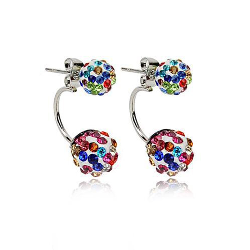 Fashion Ornament Inlay Rhinestone Ball Clay Metal Stud Earrings