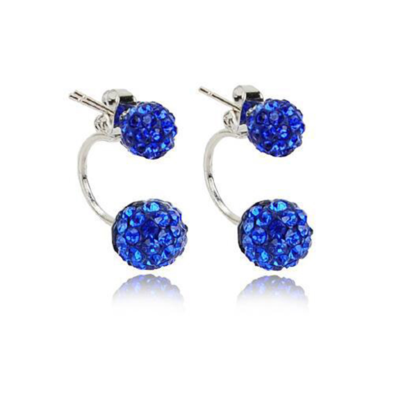 Fashion Ornament Inlay Rhinestone Ball Clay Metal Stud Earrings