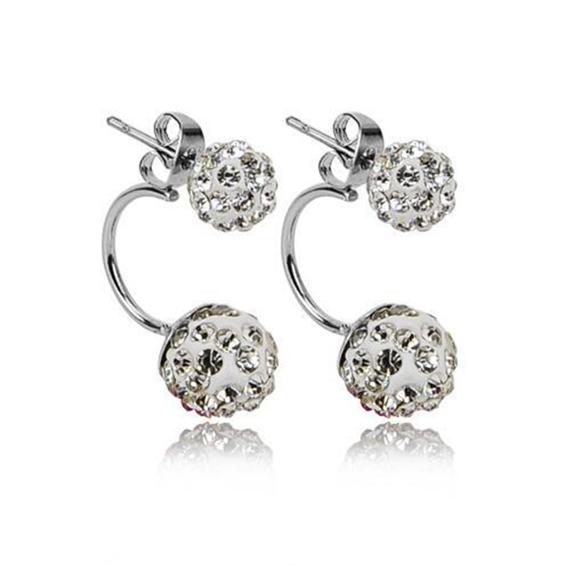 Fashion Ornament Inlay Rhinestone Ball Clay Metal Stud Earrings