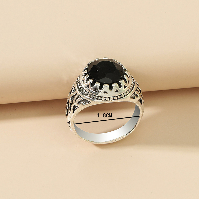 Ethnic Style Round Alloy Inlay Artificial Gemstones Rings 1 Piece