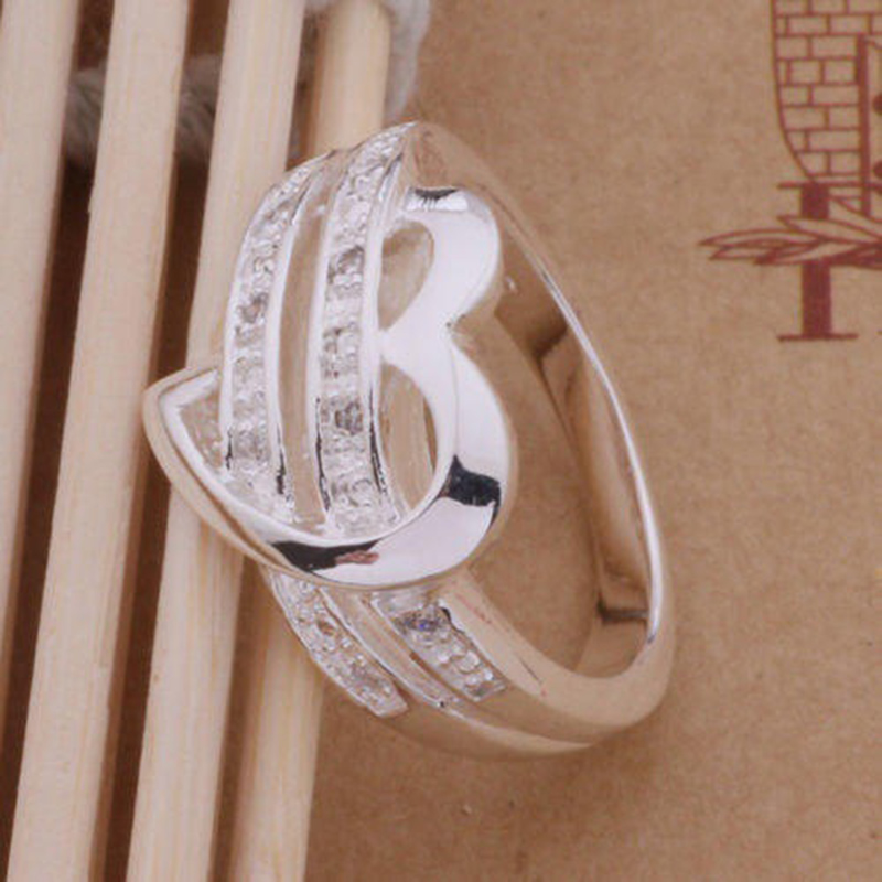 Cute Heart Alloy Plating Rhinestones Rings 1 Piece