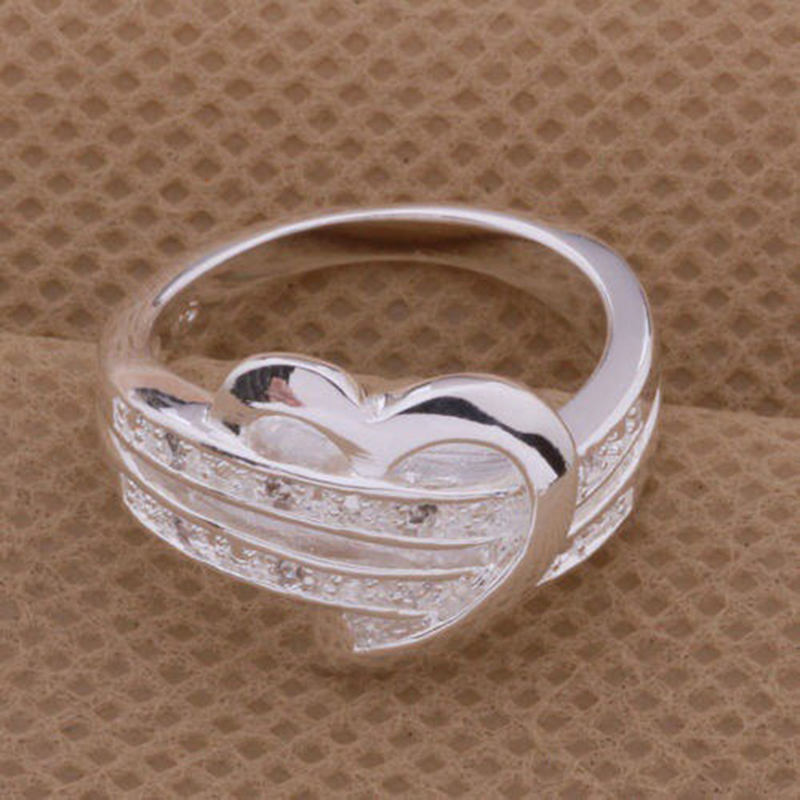 Cute Heart Alloy Plating Rhinestones Rings 1 Piece