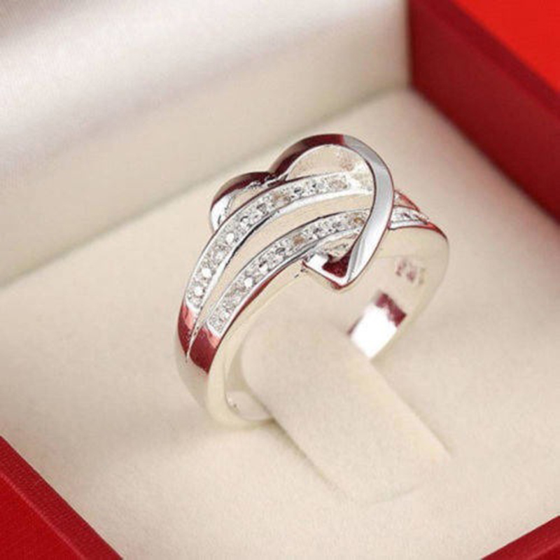 Cute Heart Alloy Plating Rhinestones Rings 1 Piece