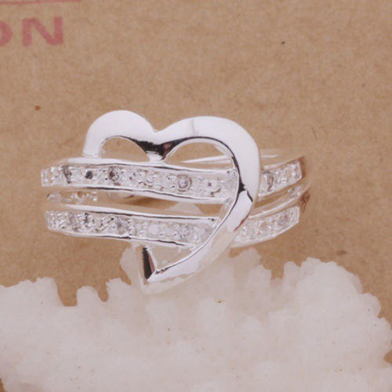 Cute Heart Alloy Plating Rhinestones Rings 1 Piece