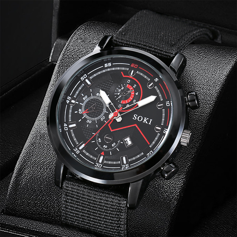 fashion Casual style Woven Nylon Strap alloy Quartz Watch