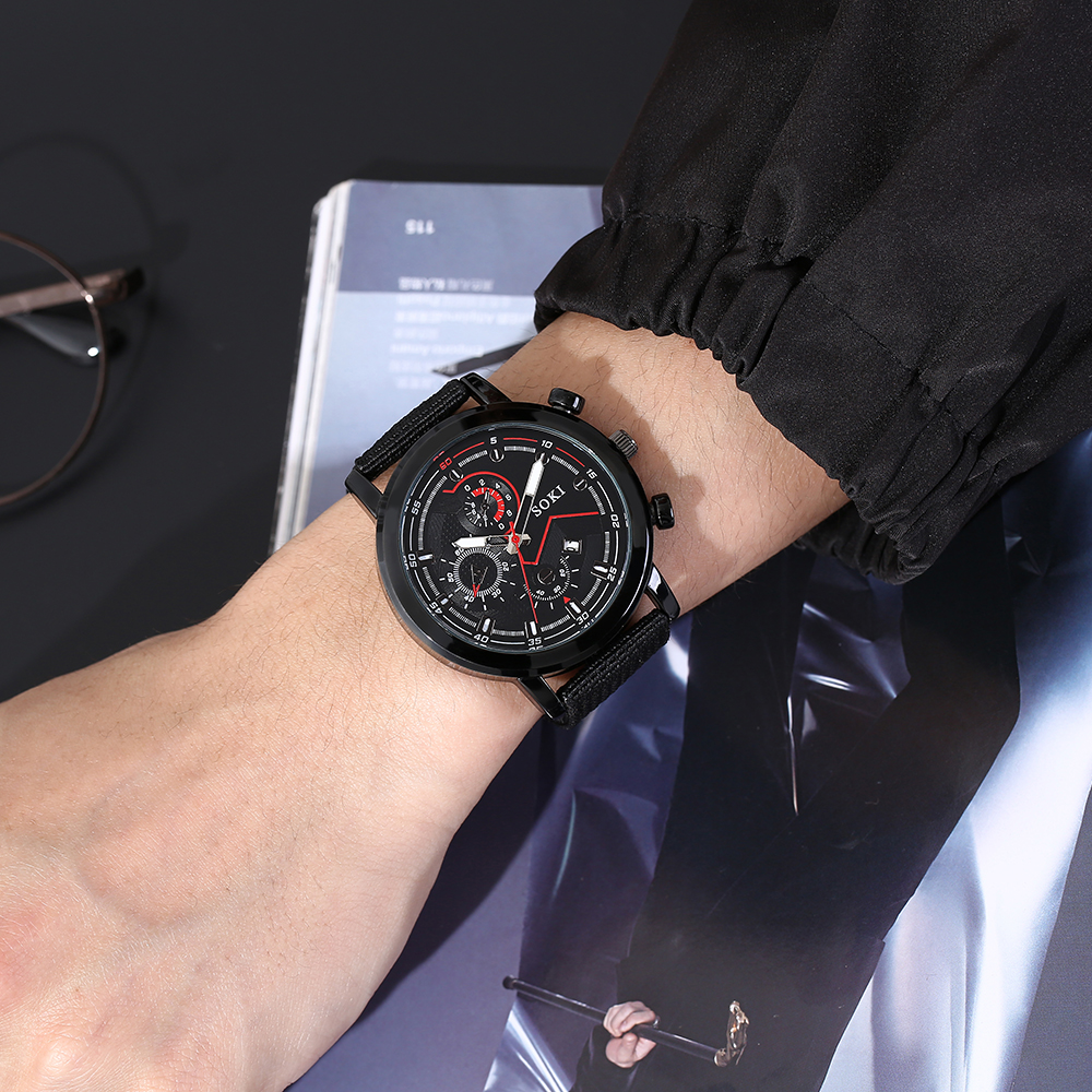 fashion Casual style Woven Nylon Strap alloy Quartz Watch