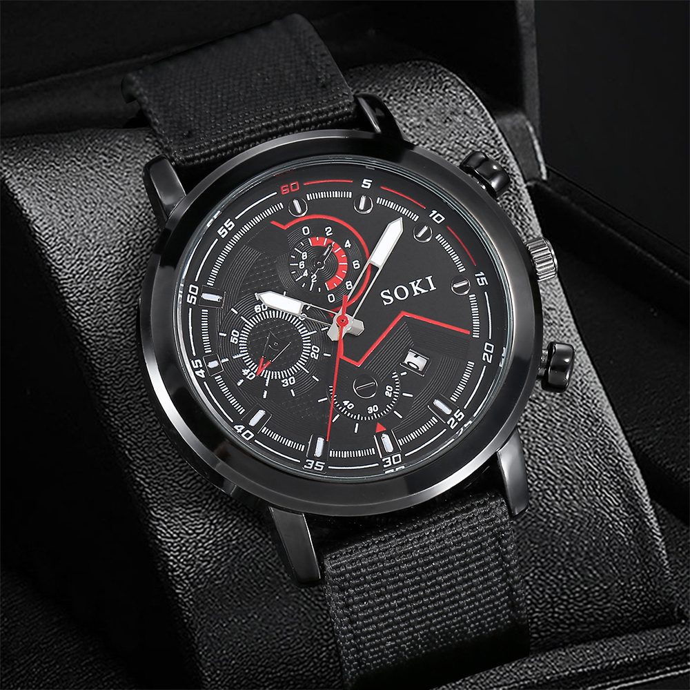 fashion Casual style Woven Nylon Strap alloy Quartz Watch