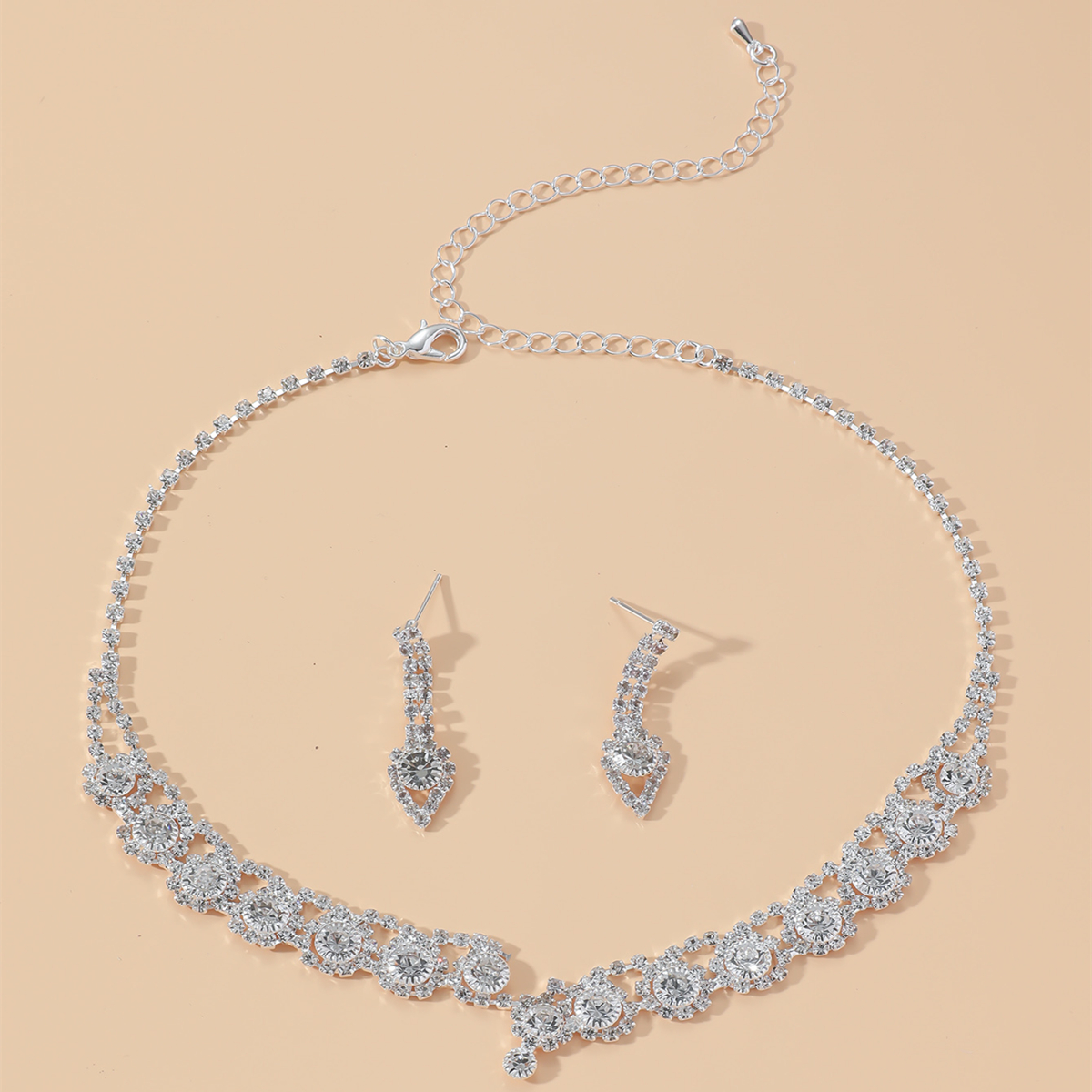 Fashion Bridal Necklace Two-Piece Earrings Set Wedding Accessories