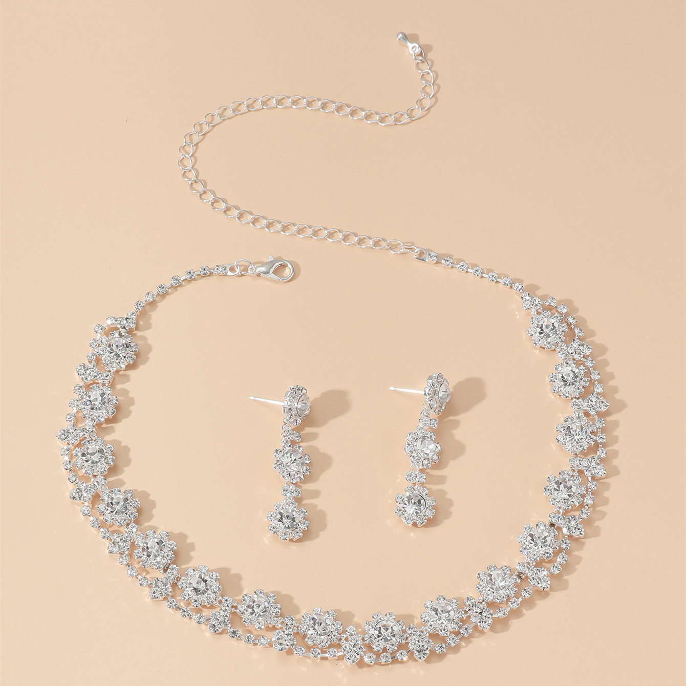 Fashion Bridal Necklace Two-Piece Earrings Set Wedding Accessories