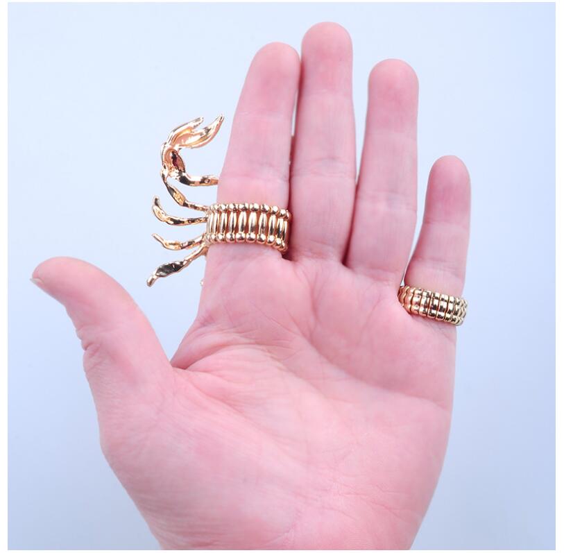 Fashion Inlay Diamond Scorpion Shaped Double Alloy Ring