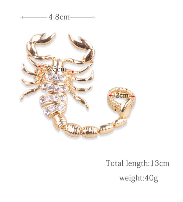 Fashion Inlay Diamond Scorpion Shaped Double Alloy Ring