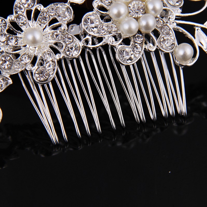 Fashion Ornament Rhinestone Pearl Bridal Flower Hair Comb