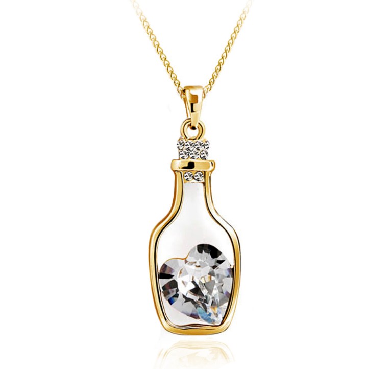 Fashion Heart Shaped Drift Bottle Wishing Bottle Shaped Clavicle Necklace