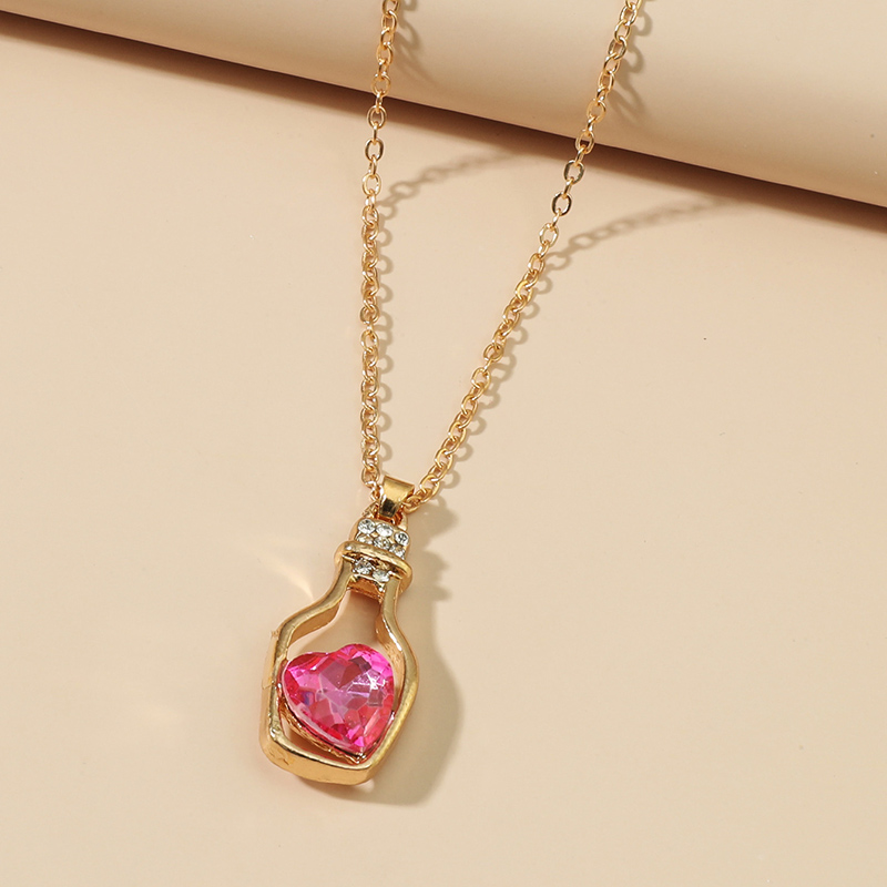 Fashion Heart Shaped Drift Bottle Wishing Bottle Shaped Clavicle Necklace