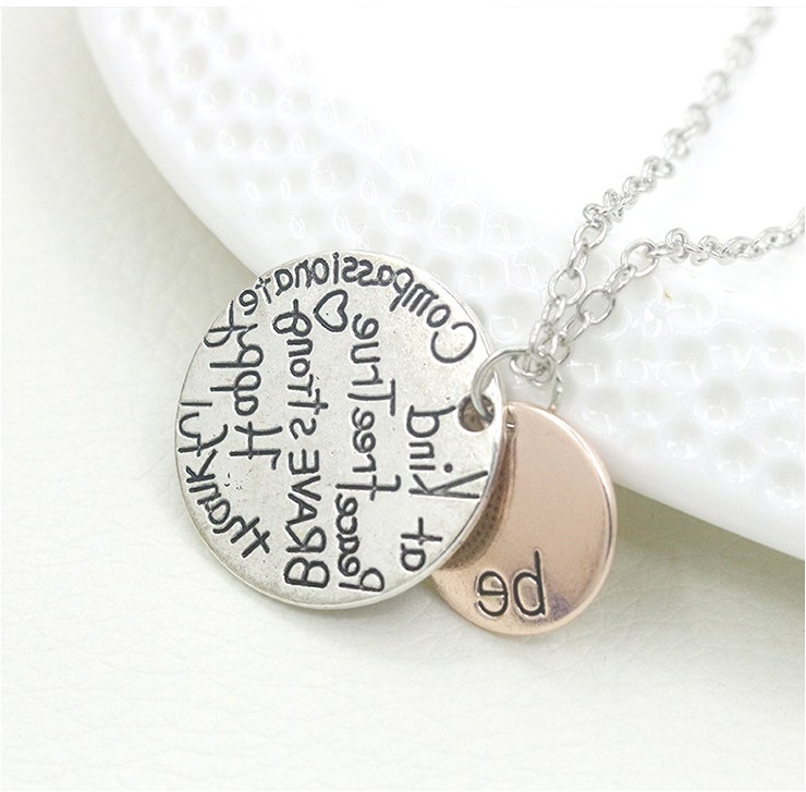 Fashion Letter Tag Short Letter Round Alloy Necklace