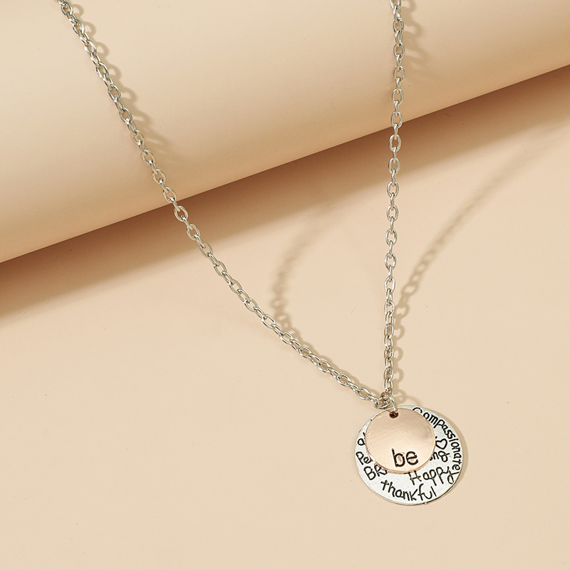 Fashion Letter Tag Short Letter Round Alloy Necklace