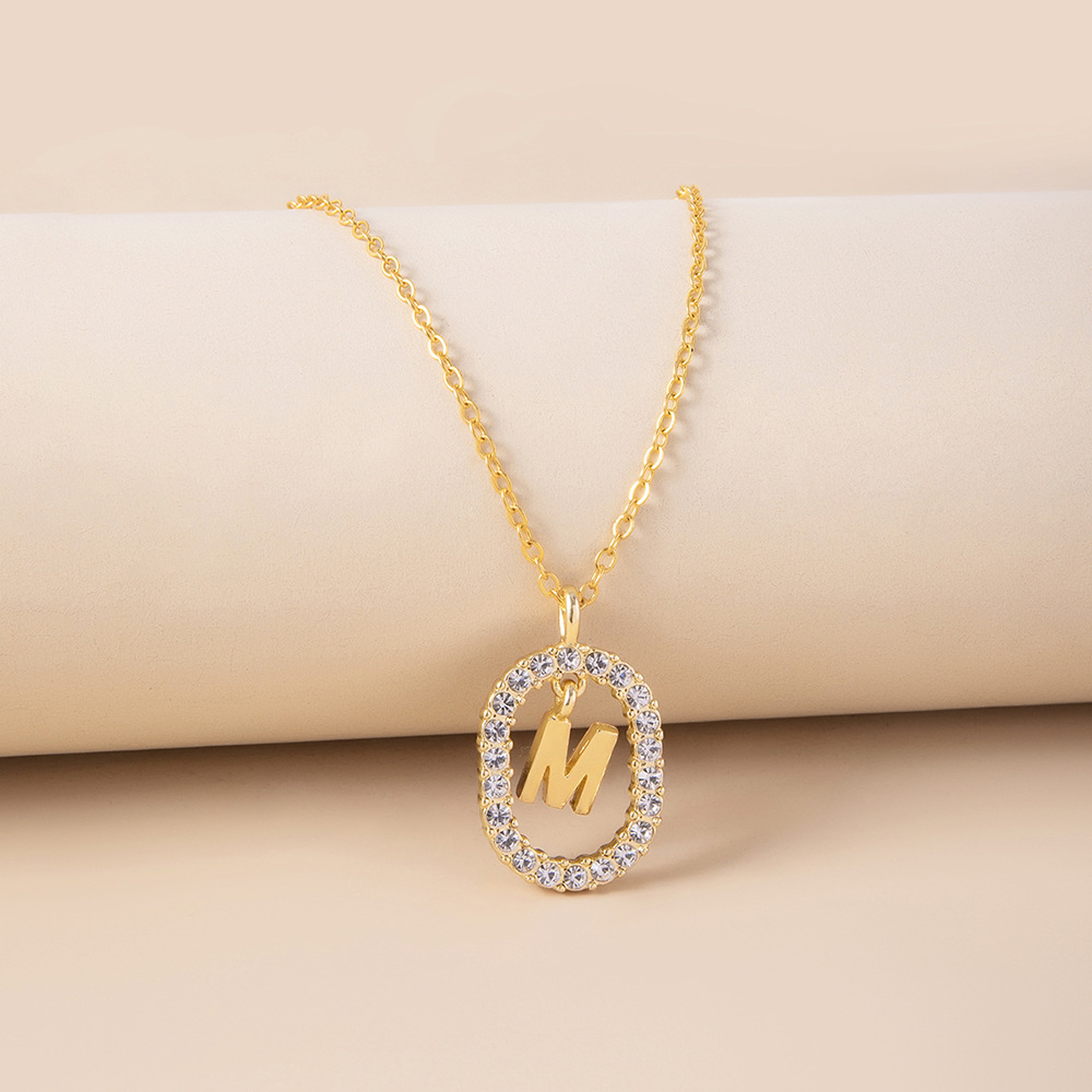 Fashion Diamond Letters Simple Pendant Alloy Necklace