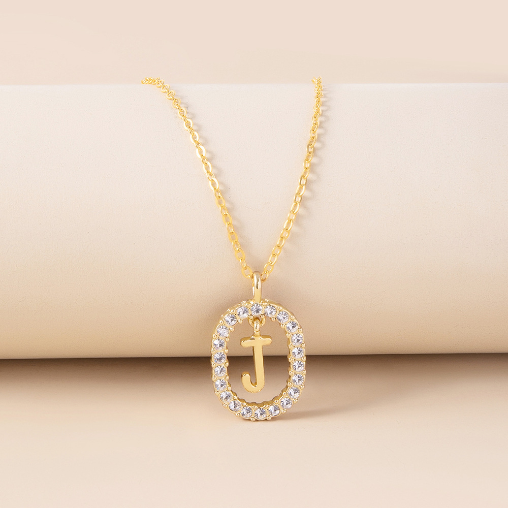 Fashion Diamond Letters Simple Pendant Alloy Necklace