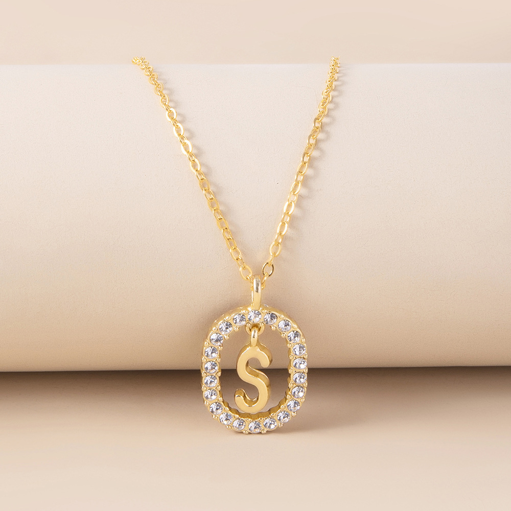 Fashion Diamond Letters Simple Pendant Alloy Necklace