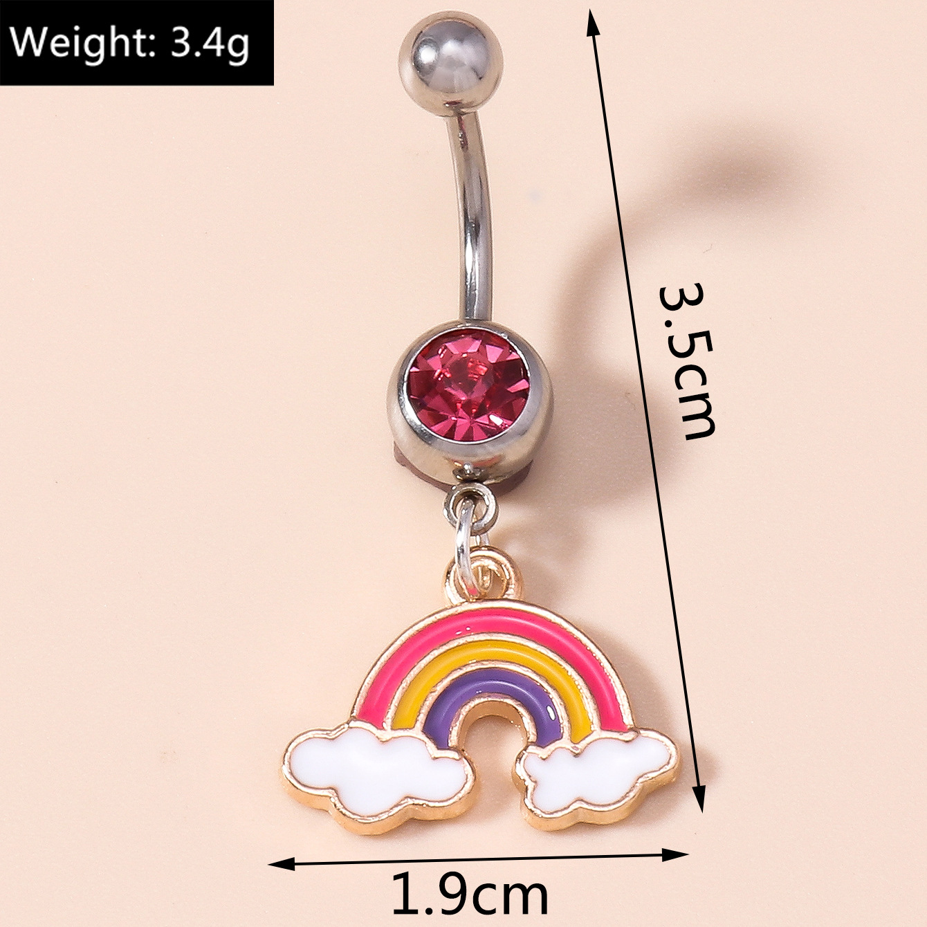 Simple style Rainbow inlaid Rhinestone pendant Belly Ring