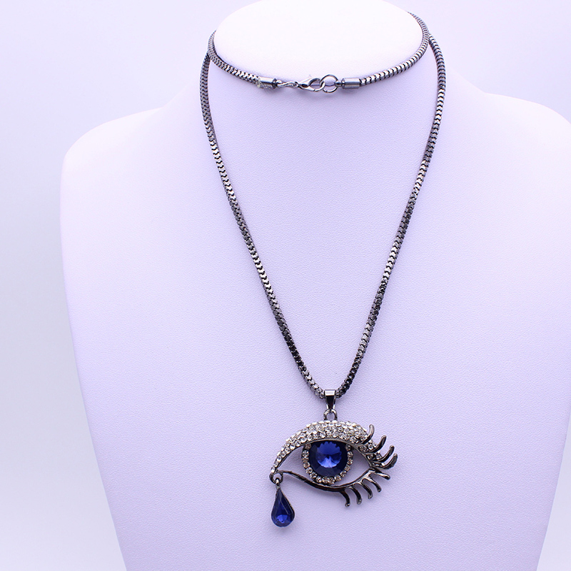 Fashion Ornament Inlay Rhinestone Crystal Angel Tears Eye Shaped Necklace