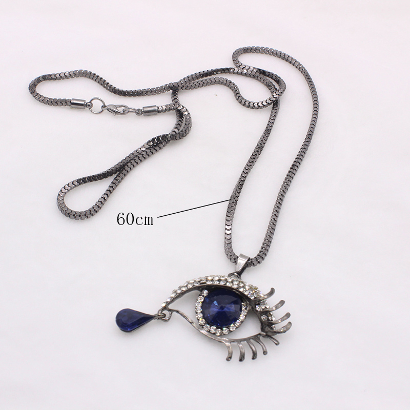 Fashion Ornament Inlay Rhinestone Crystal Angel Tears Eye Shaped Necklace