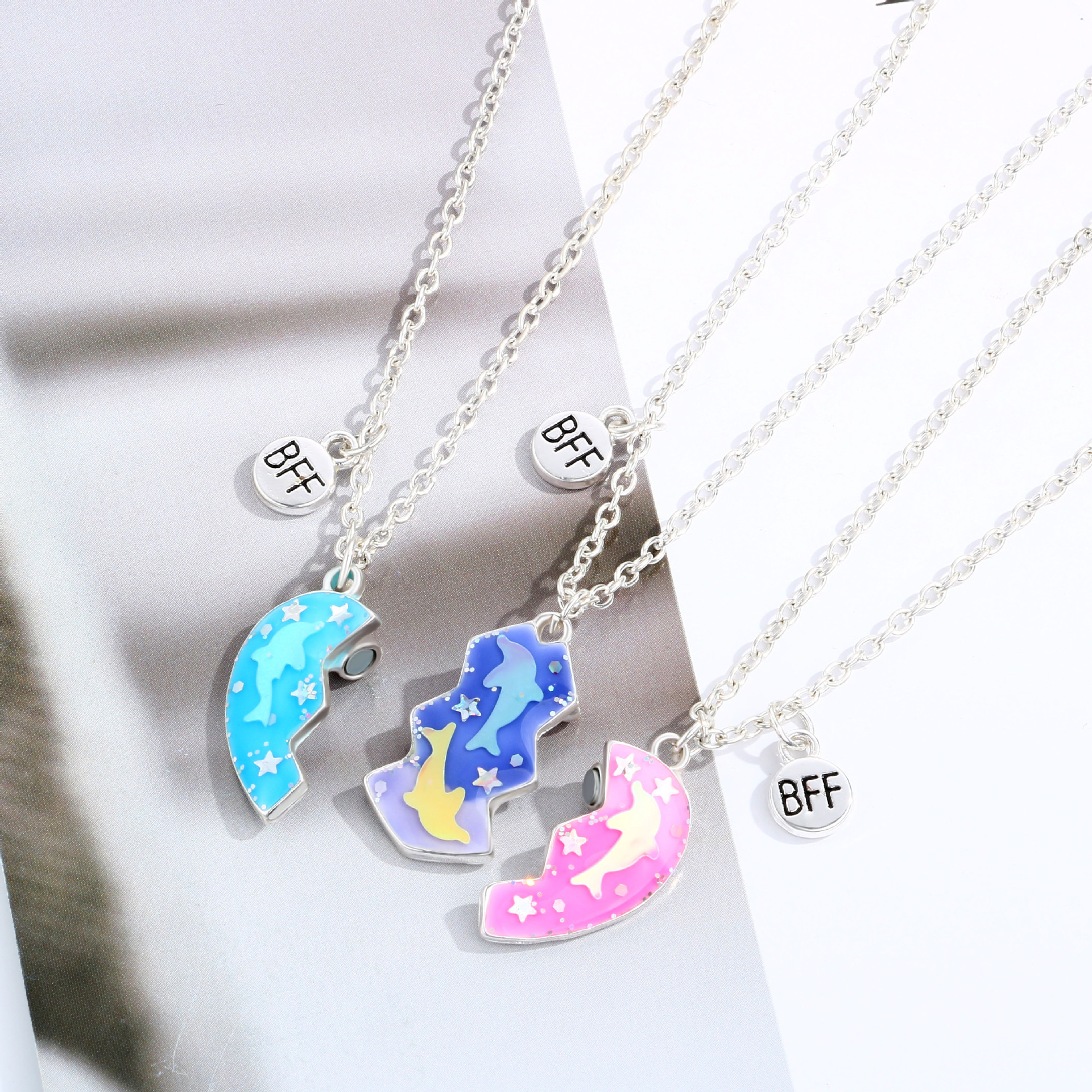 Children Unisex Cartoon Style Star Dolphin Heart Alloy Necklace Asymmetrical Necklaces