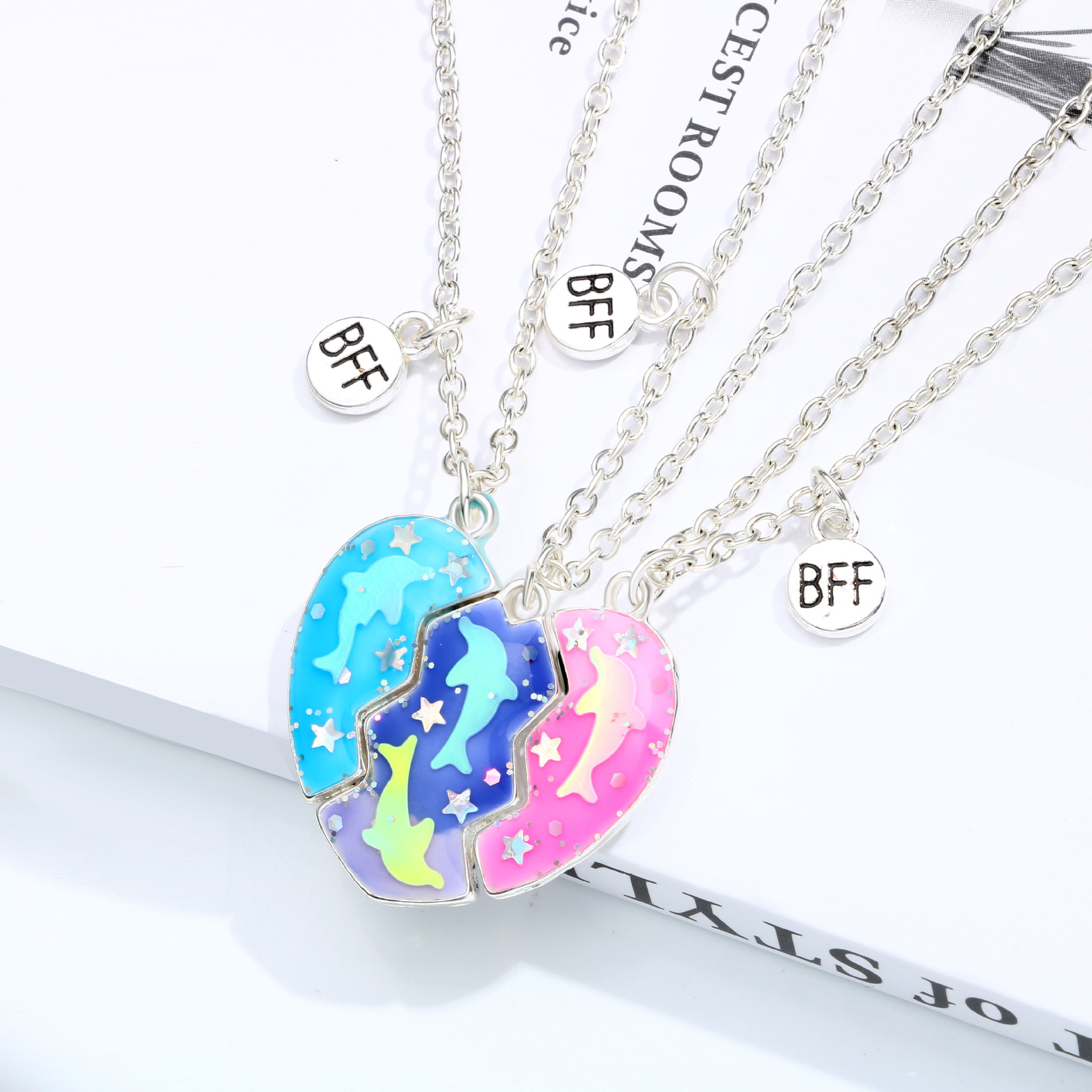 Children Unisex Cartoon Style Star Dolphin Heart Alloy Necklace Asymmetrical Necklaces