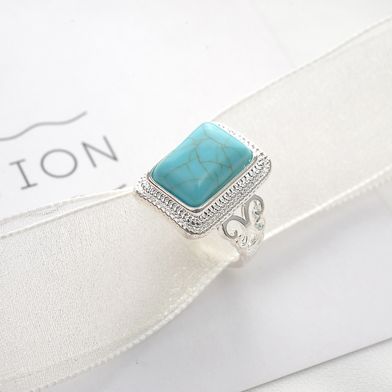 Fashion Simple Geometric Square Artificial Gemstone Alloy Ring Ornament