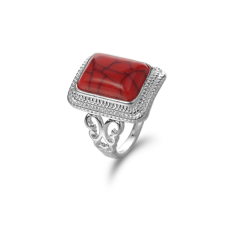 Fashion Simple Geometric Square Artificial Gemstone Alloy Ring Ornament