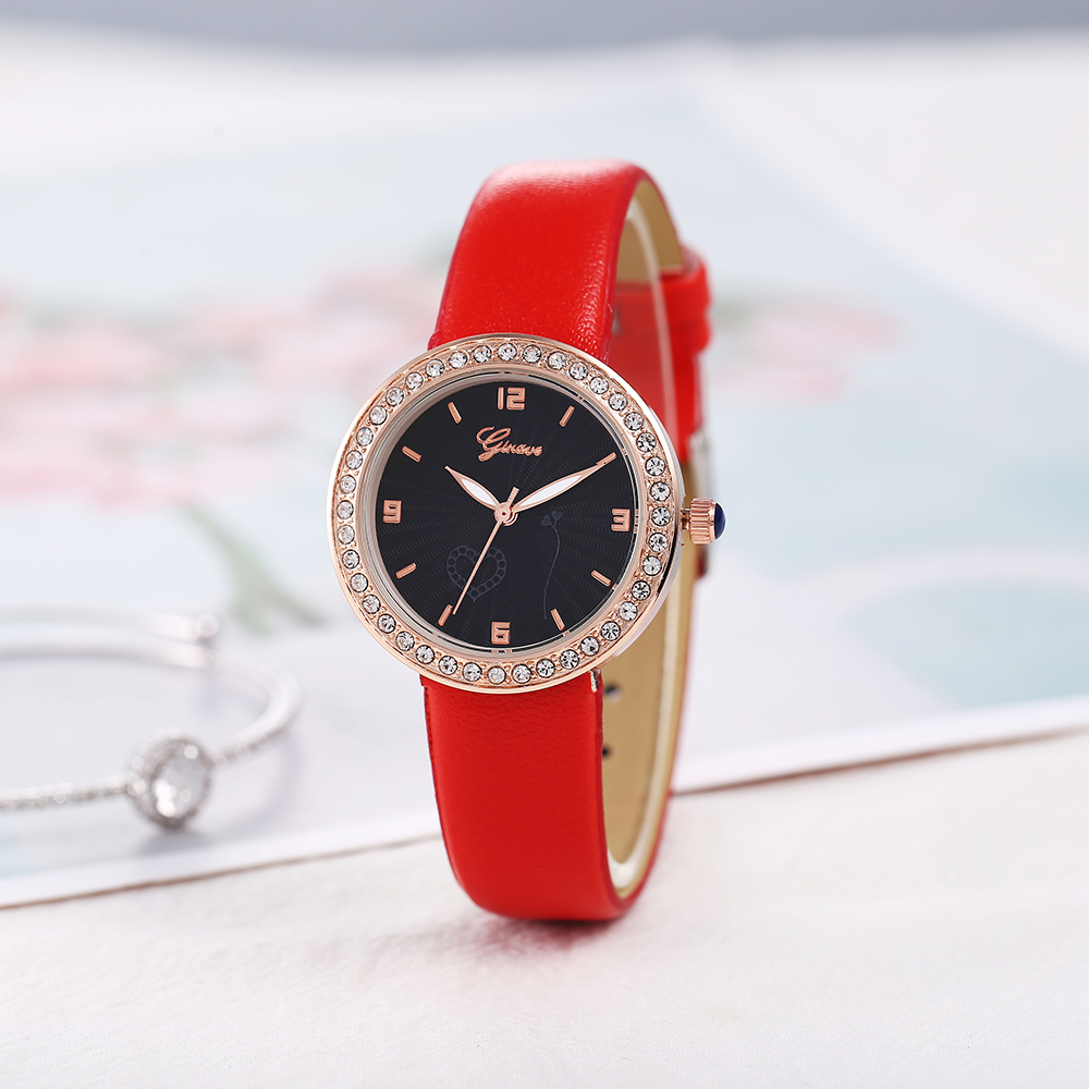 Fashion Fully Jewelled Womenu0027s Watch PU Strap Solid color Watches