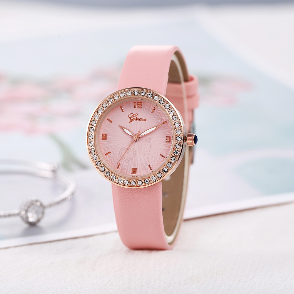 Fashion Fully Jewelled Womenu0027s Watch PU Strap Solid color Watches