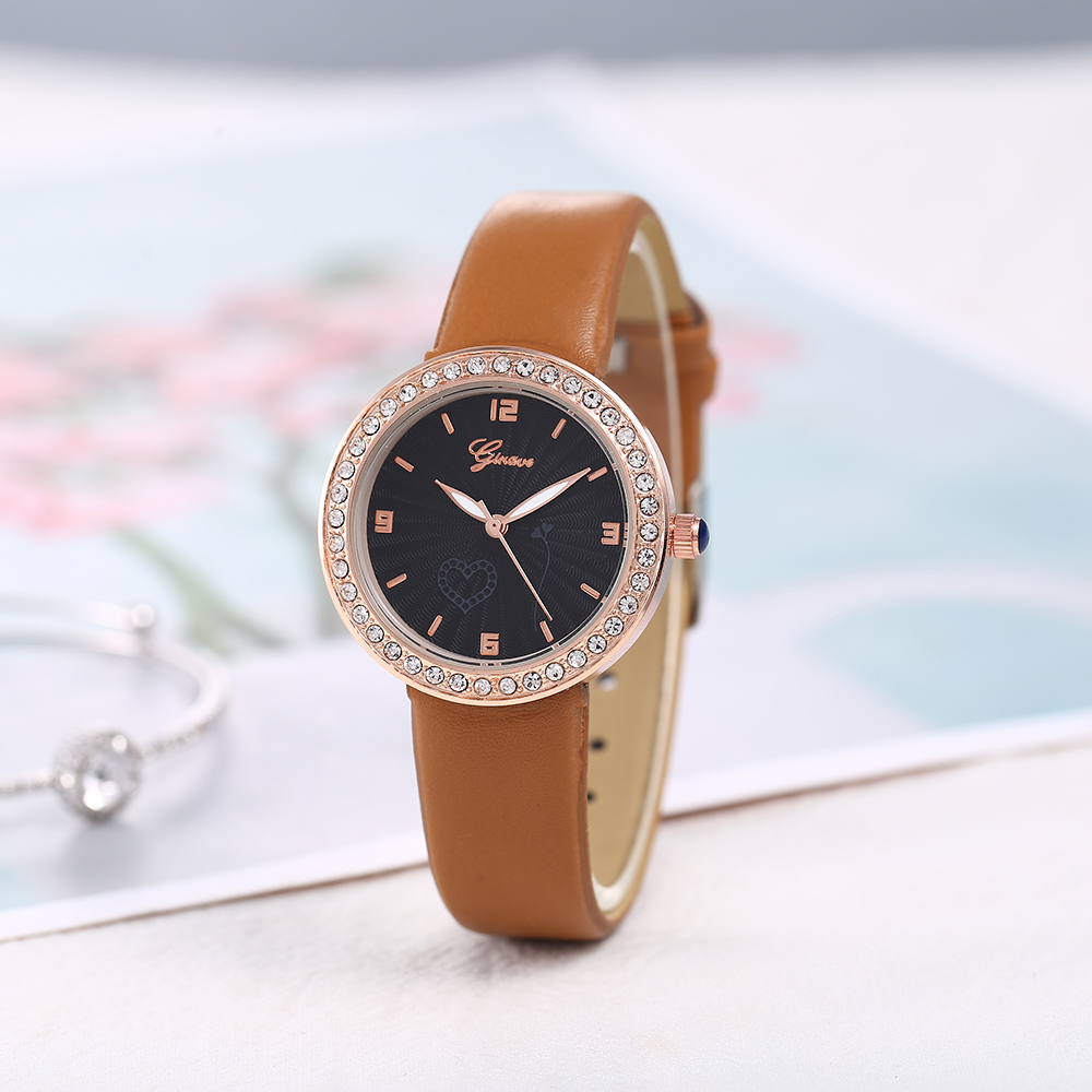 Fashion Fully Jewelled Womenu0027s Watch PU Strap Solid color Watches