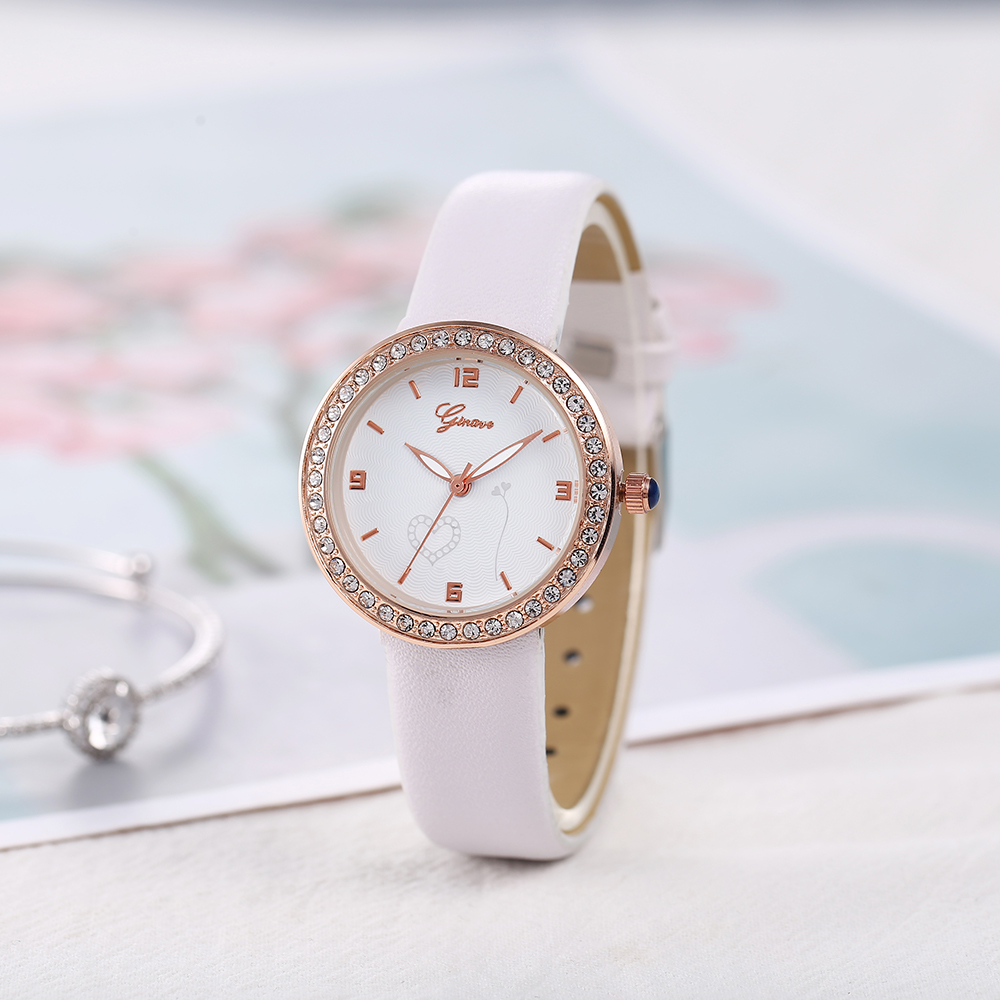 Fashion Fully Jewelled Womenu0027s Watch PU Strap Solid color Watches