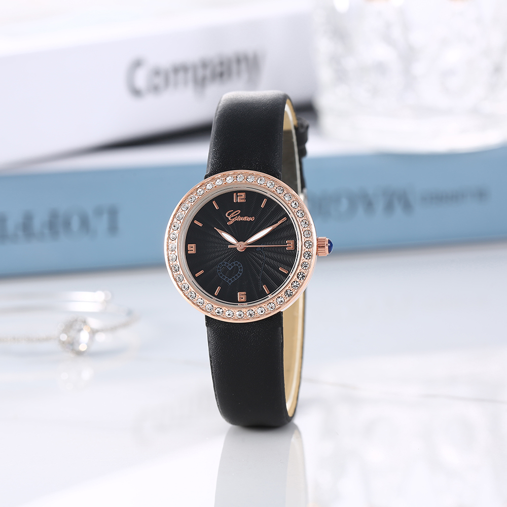 Fashion Fully Jewelled Womenu0027s Watch PU Strap Solid color Watches