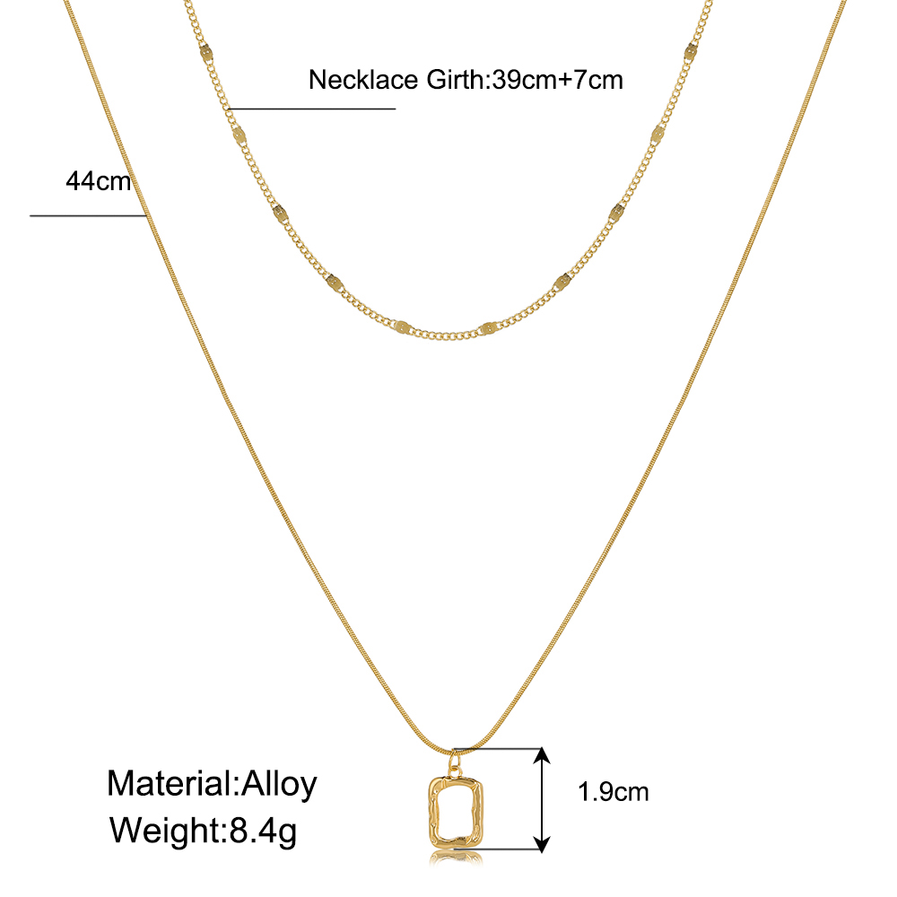 Simple fashion Square double layer alloy Pendant Necklace