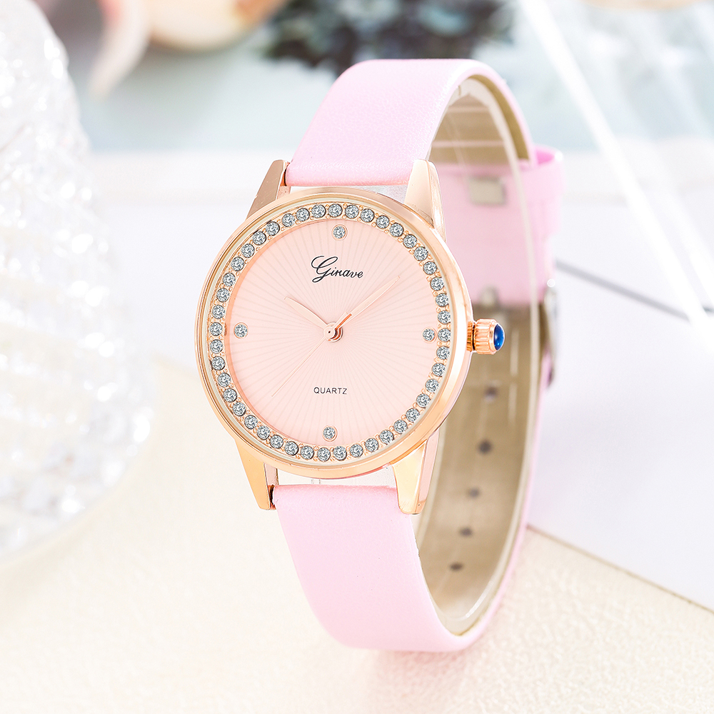 Trend Fashion Fully Jewelled Sun Line PU Strap Womenu0027s Watches