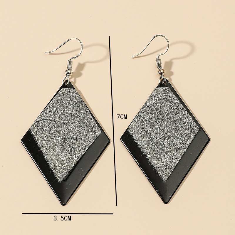 Fashion Long Sequined Glitter Matte Rhombus Geometric Alloy Earrings