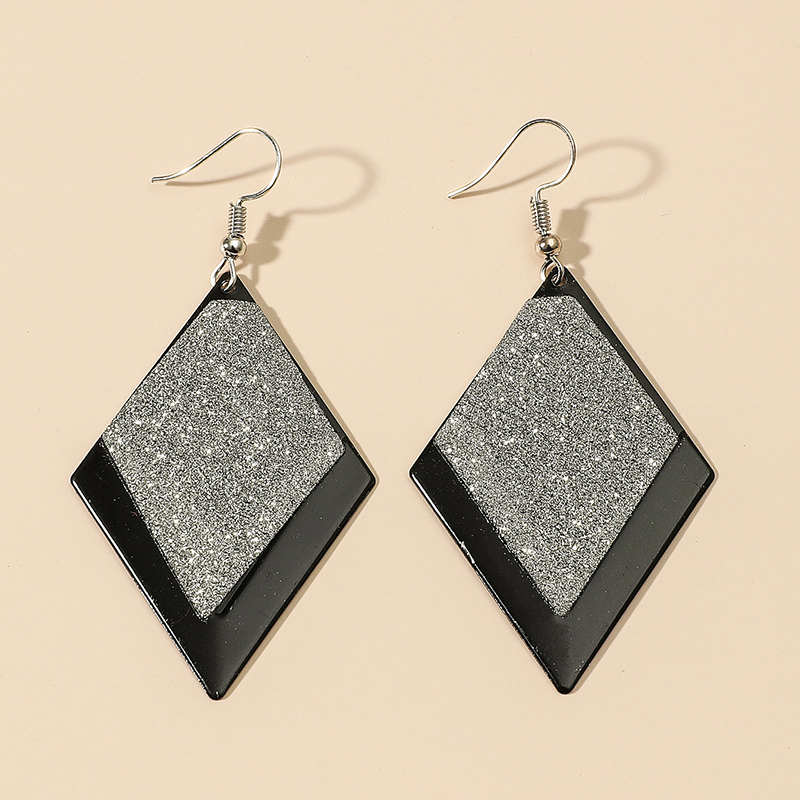 Fashion Long Sequined Glitter Matte Rhombus Geometric Alloy Earrings