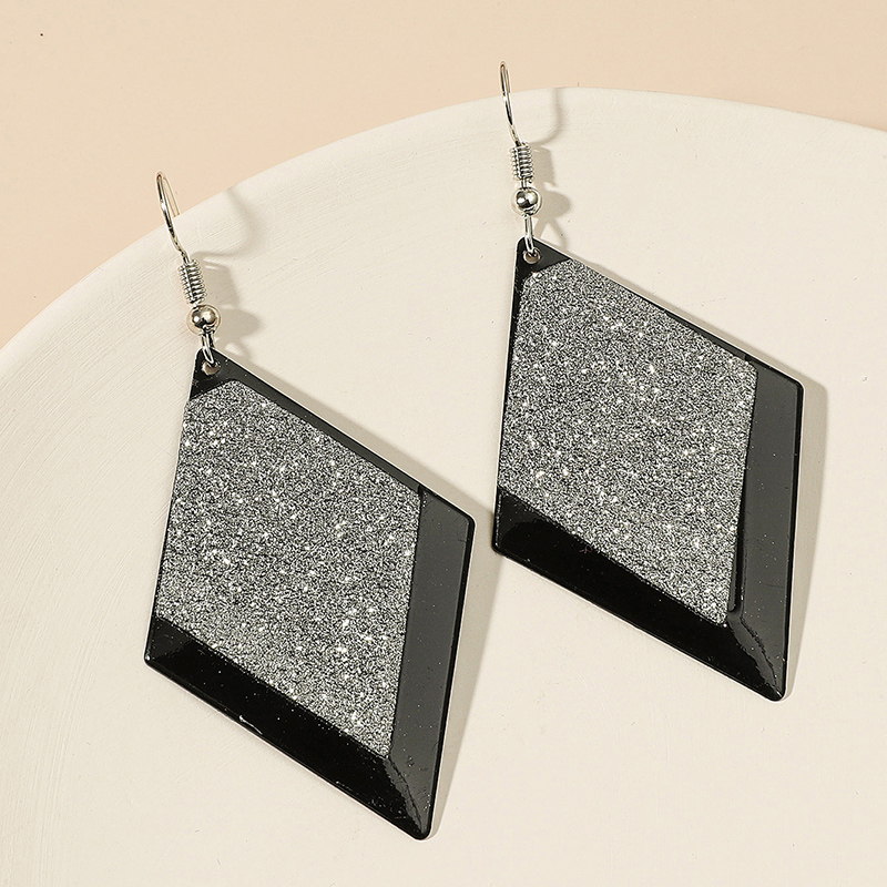 Fashion Long Sequined Glitter Matte Rhombus Geometric Alloy Earrings