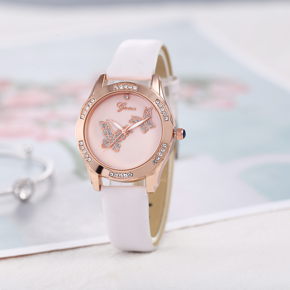 Fully Jewelled butterfly pattern PU Strap Fashion Womenu0027s Watches Wholesale