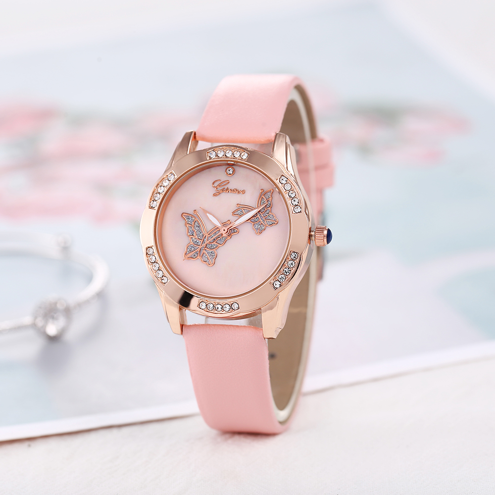 Fully Jewelled butterfly pattern PU Strap Fashion Womenu0027s Watches Wholesale