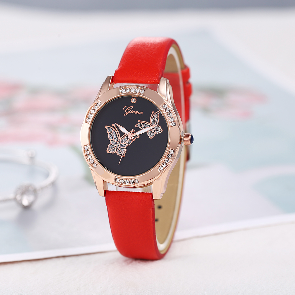 Fully Jewelled butterfly pattern PU Strap Fashion Womenu0027s Watches Wholesale
