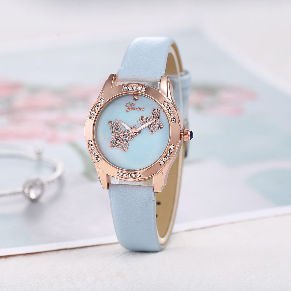 Fully Jewelled butterfly pattern PU Strap Fashion Womenu0027s Watches Wholesale
