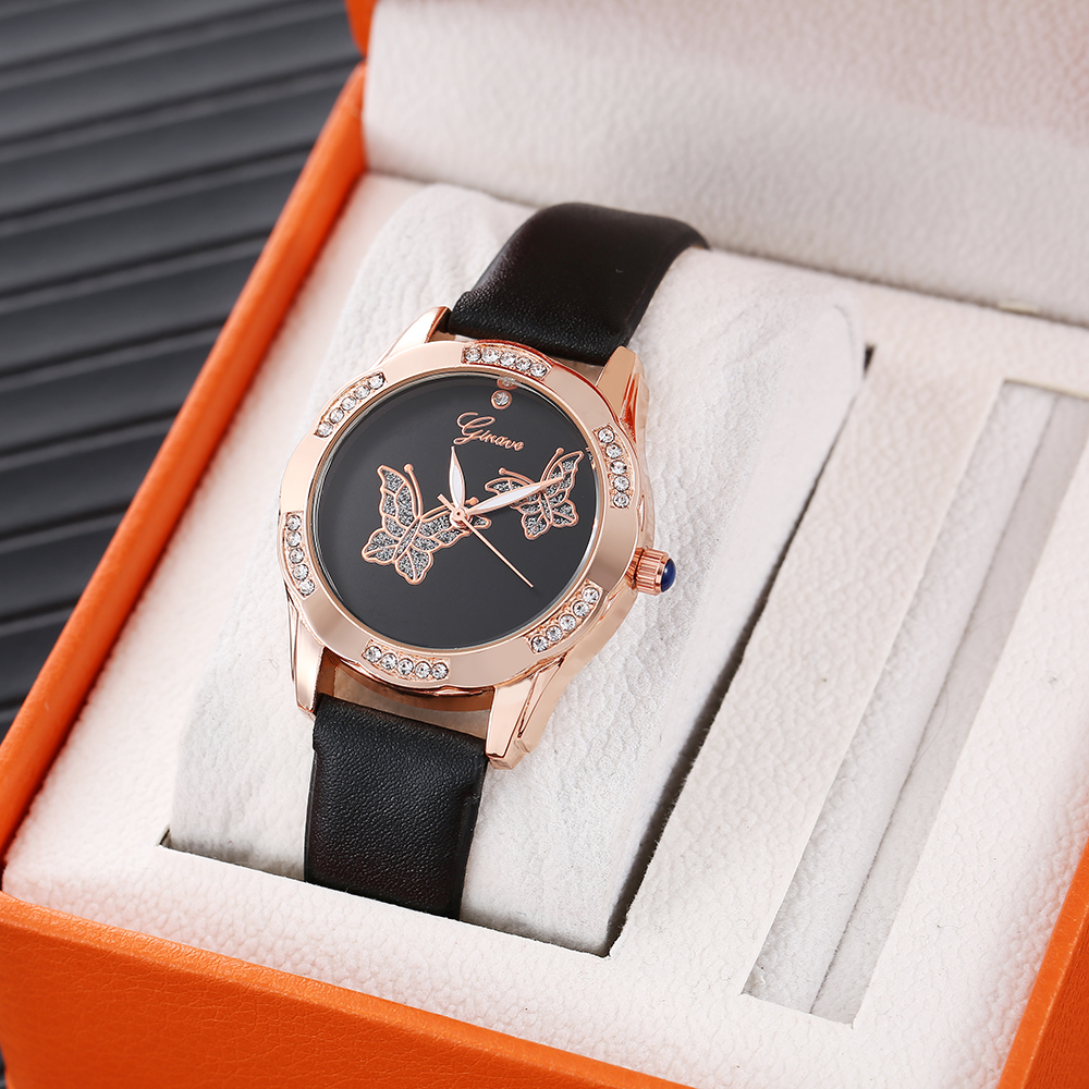Fully Jewelled butterfly pattern PU Strap Fashion Womenu0027s Watches Wholesale