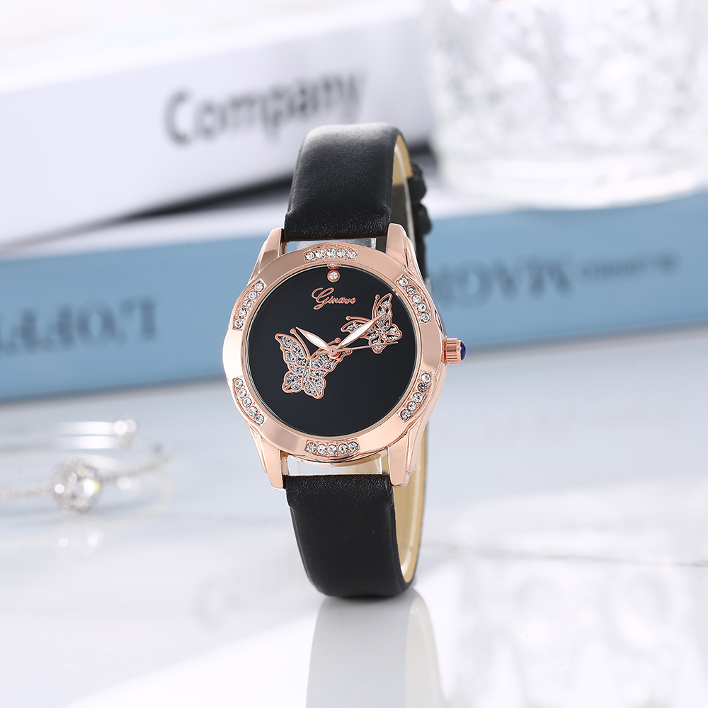 Fully Jewelled butterfly pattern PU Strap Fashion Womenu0027s Watches Wholesale