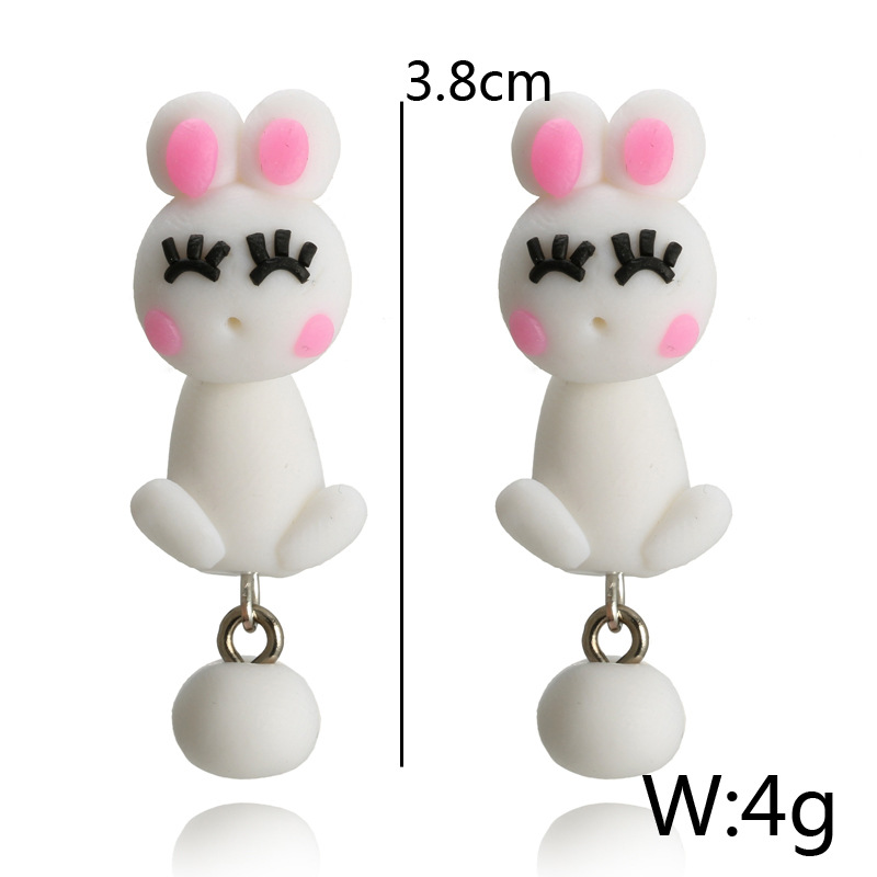 Fashion Cool Animal Polymer Clay Cartoon Cannibal Flower Fox Cat Polymer Clay Earrings